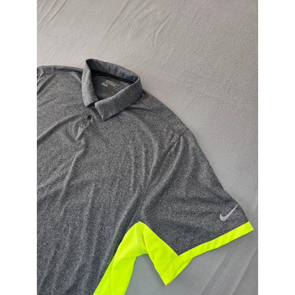 Nike Golf Tour Performance Dri-FIT Polo Shirt Mens 3XL Gray Neon Yellow Heather